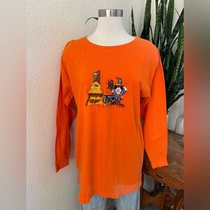Vintage Halloween Long Sleeve Shirt Orange Graphic 90s witch ghost fall medium‎